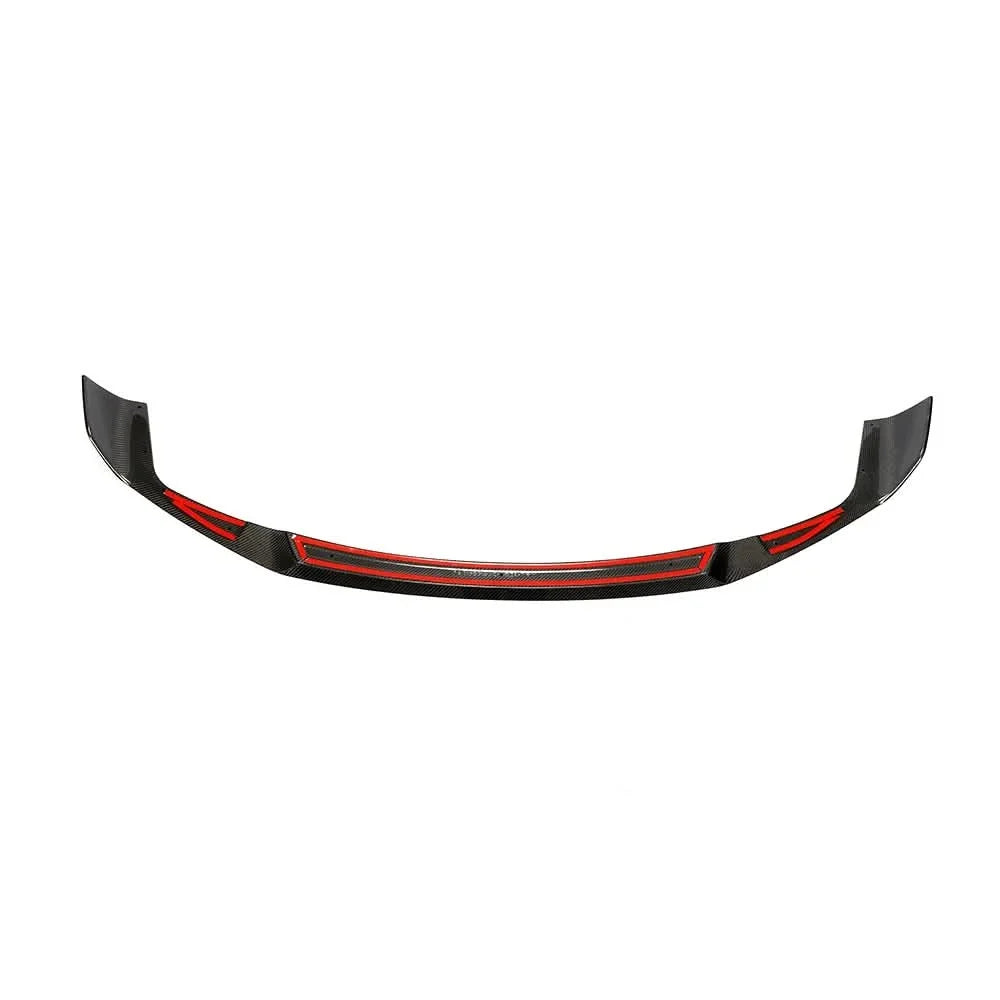 Gloss carbon fiber front splitter lip for BMW M2 Competition F87, designed for aerodynamic enhancement and sporty appearance.