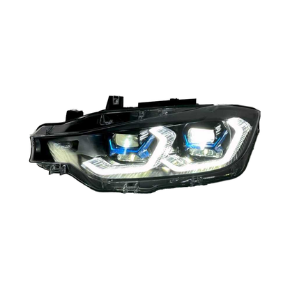Vekto G22 Style dual-color LED headlights for BMW F30/F31/F35 2013-2018, showing close-up of headlight design and dual-color LEDs.