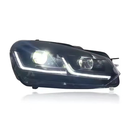 Vekto LED headlights for Volkswagen Golf Mk6 2013-2017, showing the bright, modern headlight design and clear lens details.