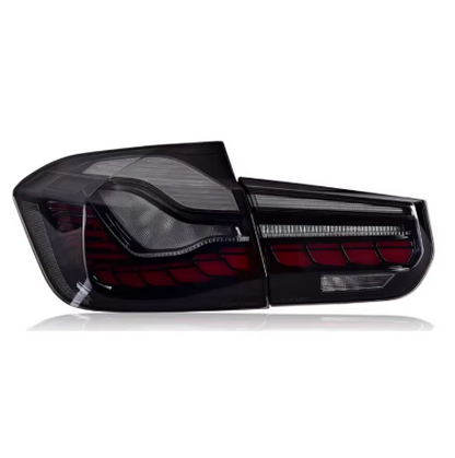 Vekto GTS Style LED tail lights for BMW F30/F35/F80, showcasing sleek, modern taillight design with LED illumination.