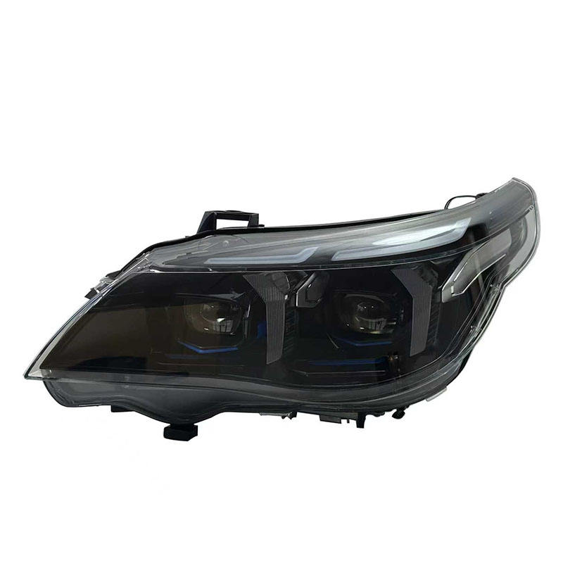 Vekto dual color LED snake eyes headlights assembly for BMW 5 Series E60 2003–2010, showing close-up of headlight design.