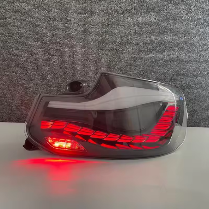 Vekto GTS Dragon Scale LED taillights for BMW 2 Series F22 2014-2021, showing the sleek, illuminated tail light design.