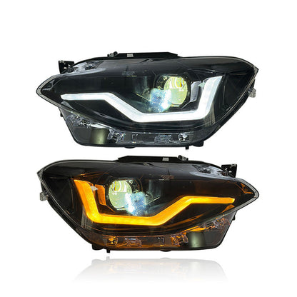 Vekto LED headlights for BMW 1 Series F20 2012-2015, showing the sleek design and bright LED light elements.