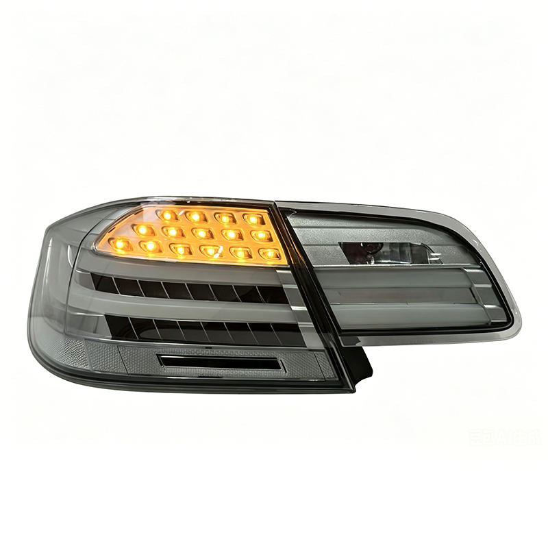 Clear LED taillights for BMW 3 Series E92 coupe, 2006-2012, by Vekto, showing sleek, modern tail light design with bright LED elements.
