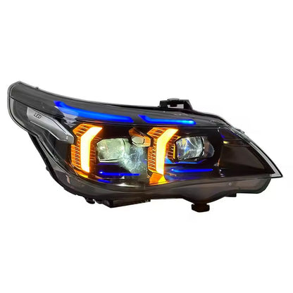 Vekto dual-color snake eyes headlights for BMW E60 5 Series 2003-2010, showcasing stylish H11 design with dual-color options.