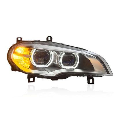 Vekto LED headlights for BMW X5 E70 2007-2013, plug-and-play headlight assembly with clear lens and modern design.
