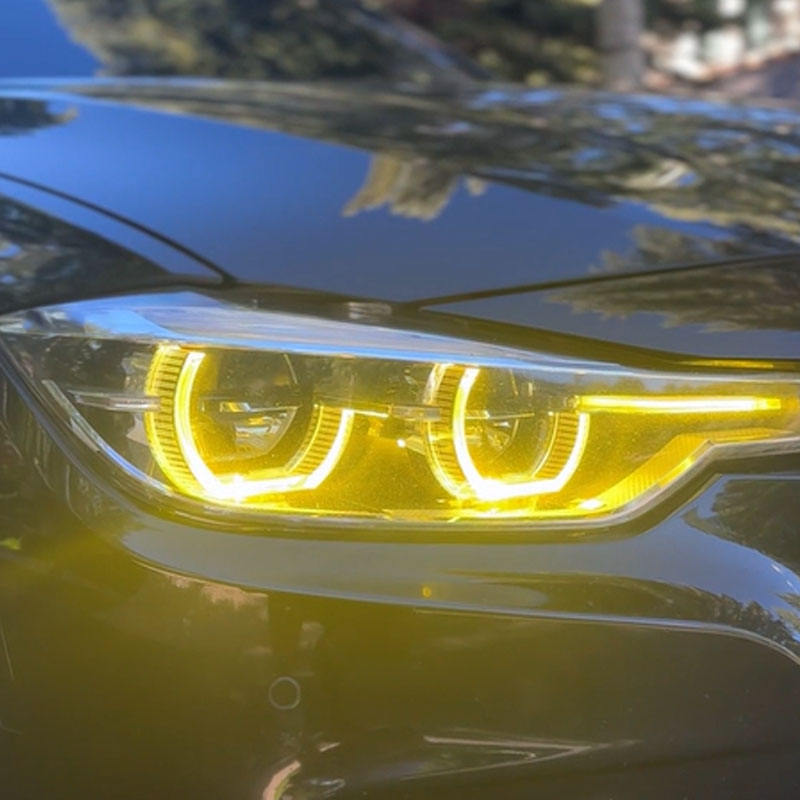Vekto dual-color LED daytime running light modules installed on BMW F30 F31 F35 3 Series headlights (2016-2019).
