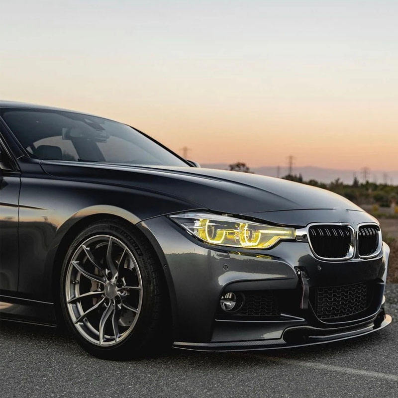 Vekto dual-color LED DRL modules for BMW F30 F31 F35 3 Series headlights, 2016–2019, showing close-up of the headlight assembly.