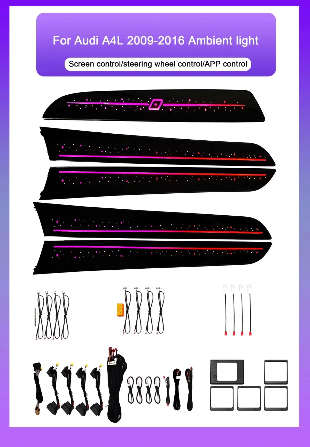 Audi A4 / A4L B8 / A5 / Q5 Interior 64-Color Star Sky Dynamic LED Ambient Light Kit 2009 - 2017 - AudiGear.com - Interior Lighting