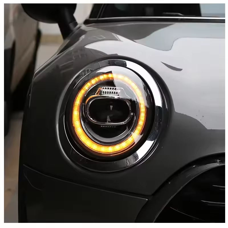 Vekto LED headlights assembly for BMW MINI F55 F56 F57 2014–2019, showing the headlight units with LED bulbs and clear lens.
