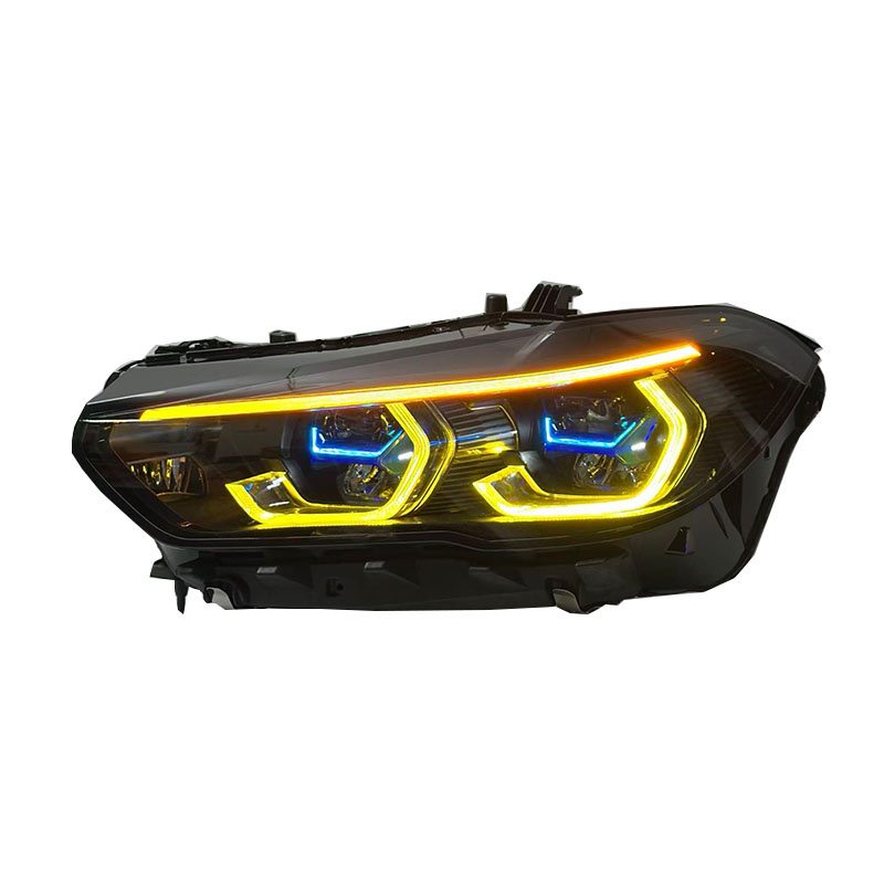 Vekto Laser LED headlights assembly for BMW X5 G05, featuring dual color DRL, low and high beam laser upgrade, plug and play.