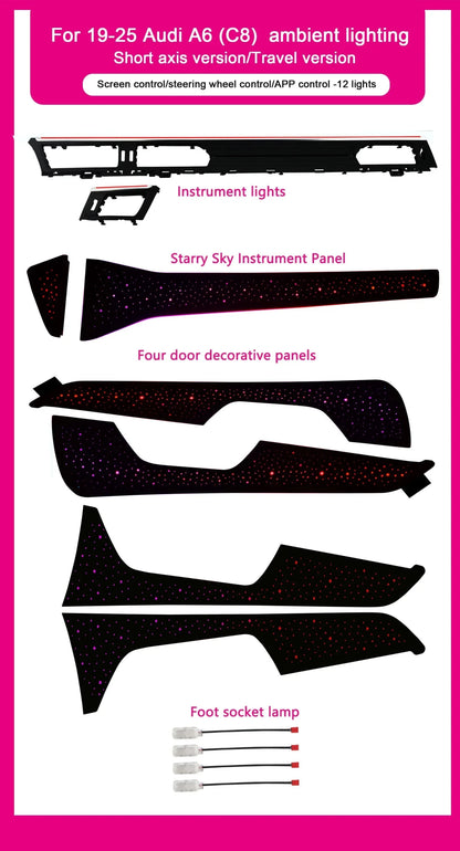 Audi A7 / S7 / RS7 / A6 C8 Interior 64-Color LED Ambient Light Kit 2019 - 2025 - AudiGear.com - Interior Lighting