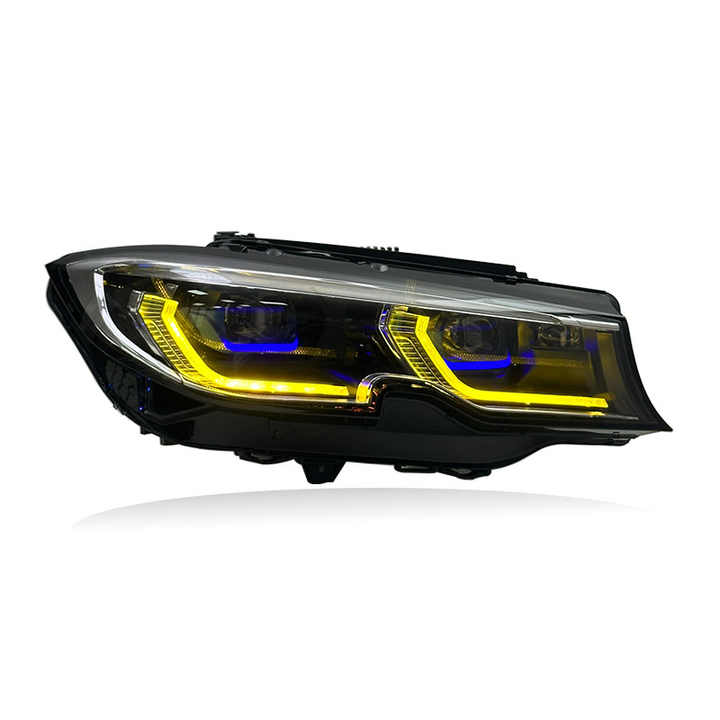 Vekto laser triple-color LED headlights for BMW 3 Series G20/G28 and M3 G80 2019-2022, showing the headlight design and lighting features.