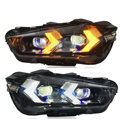 Vekto LED headlights for BMW X1 E84 2011-2015, showing close-up of the sleek, bright headlight assembly with clear lens.