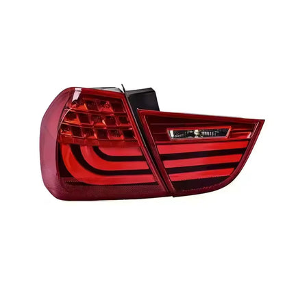 Vekto LED LCI tail lights for BMW 3 Series E90 2009-2012, showing sleek taillight design with illuminated red and clear sections.