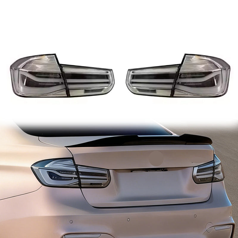 Vekto MP Style clear LCI LED taillights for BMW 3 Series F30 F35 M3 F80 2012-2018, showing sleek, modern tail light design