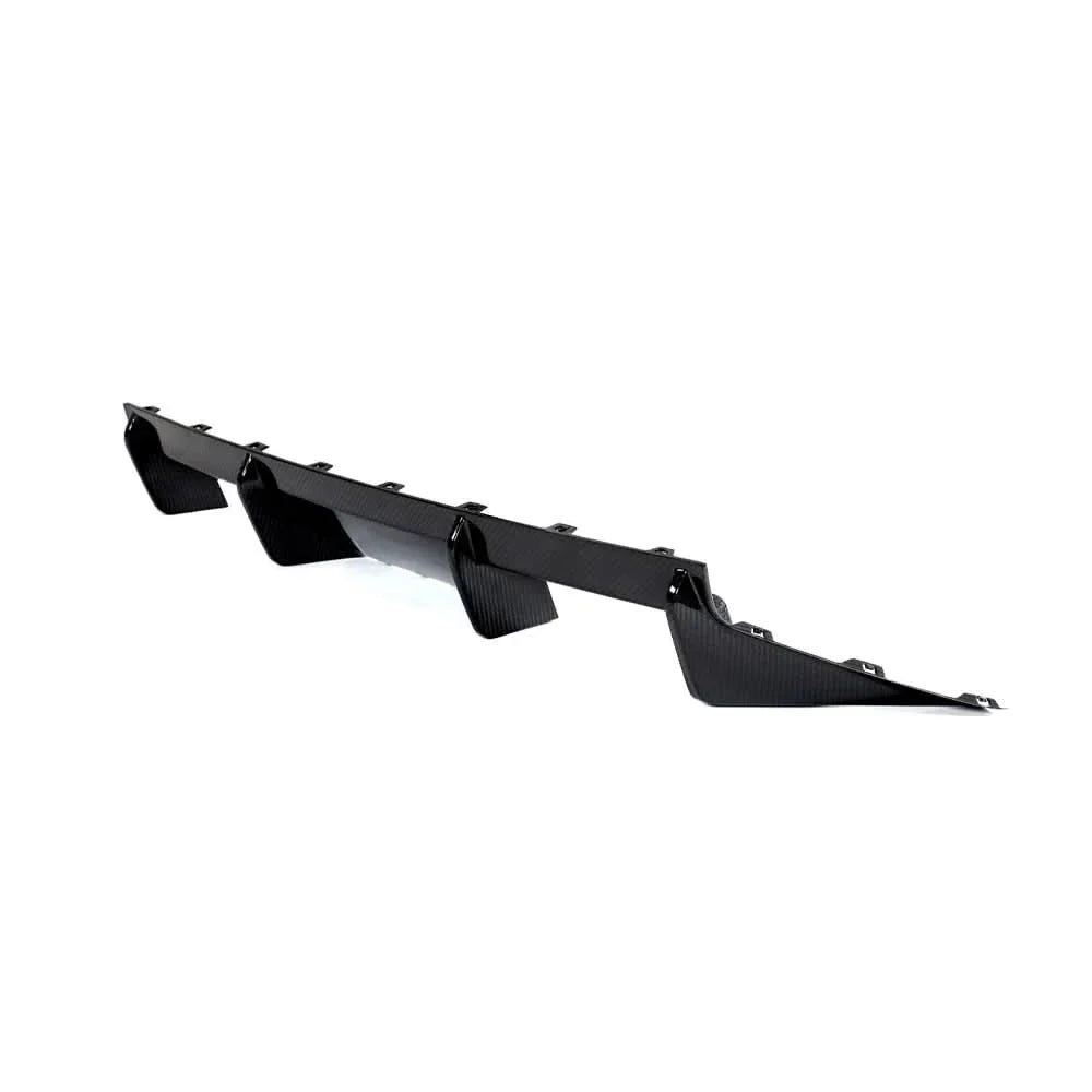 BMW M2 G87 coupe carbon fiber rear diffuser by K2 Industries, showcasing sleek, textured dry carbon fiber design.