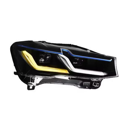 Vekto LED headlights assembly for BMW X3 F25 (2014–2017) with clear lens and modern design, shown from front view.