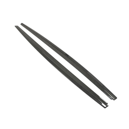 Carbon fiber side skirts for BMW F10 M5 and M Sport, K2 Industries performance side extensions, showcasing sleek carbon fiber design.