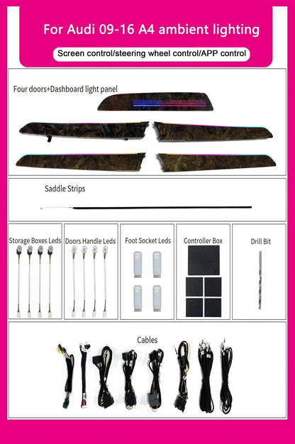 Audi A4 B8 Interior 64-Color Symphony LED Ambient Light Kit 2009 - 2016 - AudiGear.com - Interior Lighting