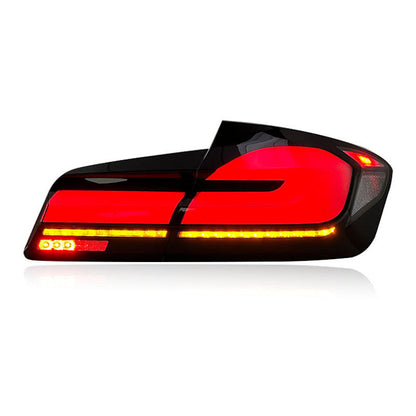 Vekto BMW 5 Series F10 F18 LED taillights with sequential turn signals installed on a 2011-2017 model.