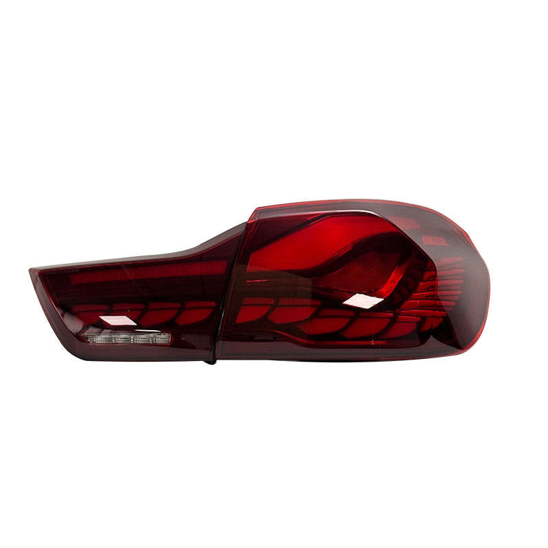 Vekto OLED GTS Style LED tail lights installed on BMW 4 Series F32/F33/F36 and M4 F82/F83, 2014-2020, showing illuminated design