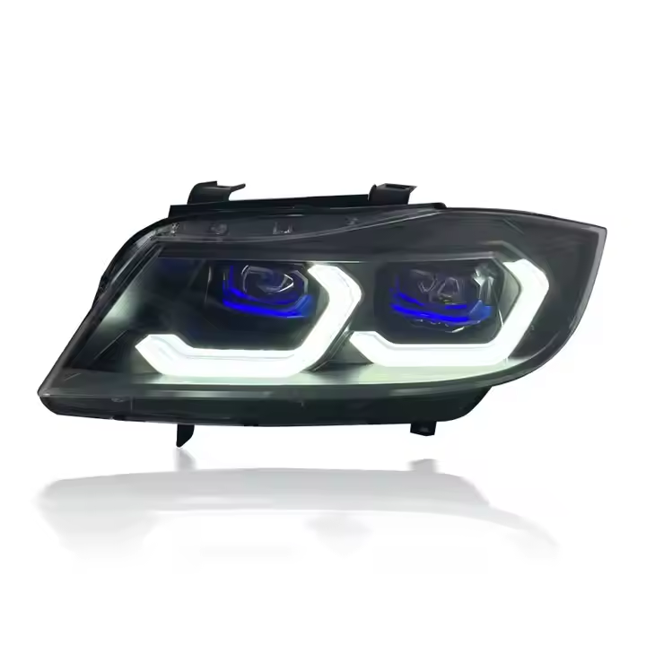 Vekto LED headlights assembly for BMW 3 Series E90 2005–2012, showing the headlight unit with clear lens and LED components.
