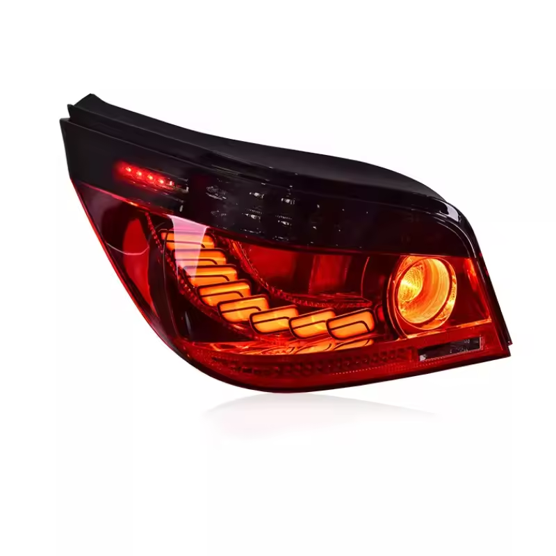 Vekto LED tail lights for BMW 5 Series E60 2003-2009, showing red and clear taillight lenses with integrated LED strips.
