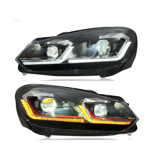 Vekto LED headlights for Volkswagen Golf Mk6 2013-2017, showing the sleek headlight design with bright LED bulbs.