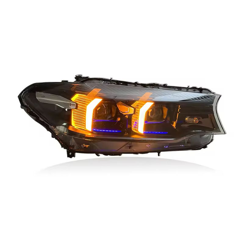 Vekto Laser LED headlights for BMW 5 Series G30/G38 and M5 F90, 2017-2020, showing sleek, modern headlight design with bright illumination