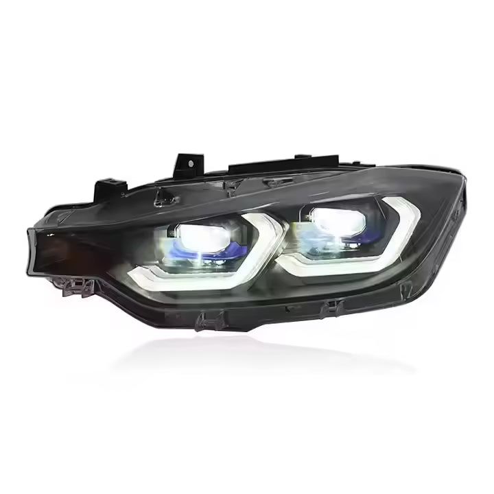 Vekto LED headlights assembly for BMW 3 Series F30 F31 F35 2012-2019 with clear lens and modern design, front view.