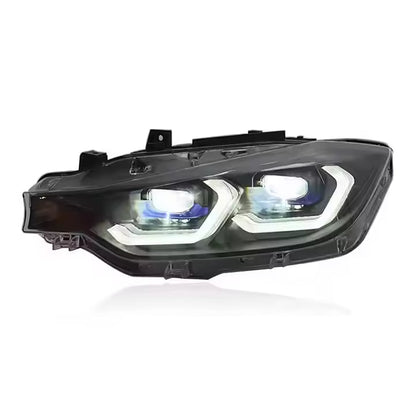 Vekto LED headlights assembly for BMW 3 Series F30 F31 F35 2012-2019 with clear lens and modern design, front view.