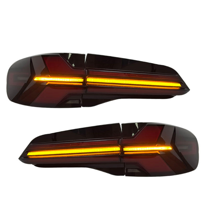 Clear LED tail lights for BMW X5 G05 (2019-2023) by Vekto, showing the sleek, modern design with illuminated LED elements.