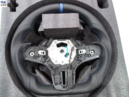 Vekto M Sport real carbon fiber LED steering wheel for BMW G20 G21 G22 G26 G28 G29 G80 G82 G83, showing close-up of sleek carbon fiber finish.