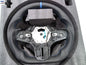 Vekto M Sport real carbon fiber LED steering wheel for BMW G20 G21 G22 G26 G28 G29 G80 G82 G83, showing close-up of sleek carbon fiber finish.