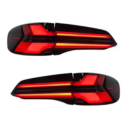 Vekto LED taillights for BMW X5 G05 2019-2023, showing sleek tail light design with illuminated red and clear lenses.