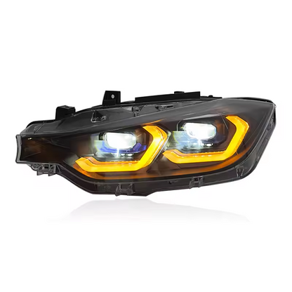 Vekto LED headlights assembly for BMW 3 Series F30 (2013-2018) showing sleek, modern headlight design with clear lenses.