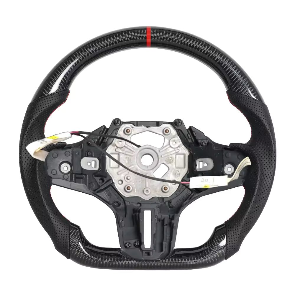 Heated Vekto carbon fiber steering wheel for BMW G20 G80 G82 M3 M4 with ergonomic design and premium finish.