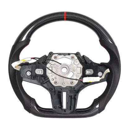 Heated Vekto carbon fiber steering wheel for BMW G20 G80 G82 M3 M4 with ergonomic design and premium finish.