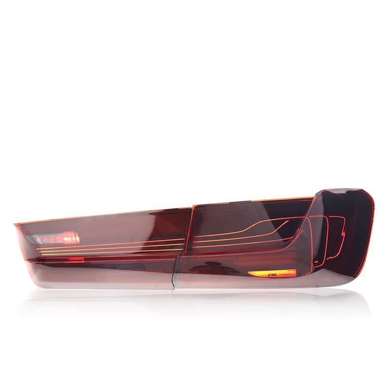 Vekto CSL Style LED tail lights for BMW G20 3 Series and G28 2019-2024, showing sleek red and clear lens design.