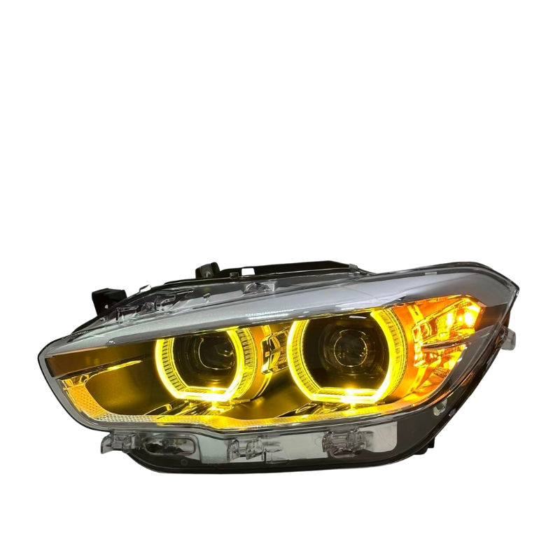 Vekto dual-color LED headlights for BMW F20 1 Series 2015-2018, showing sleek headlight design with dual-color LED lighting.