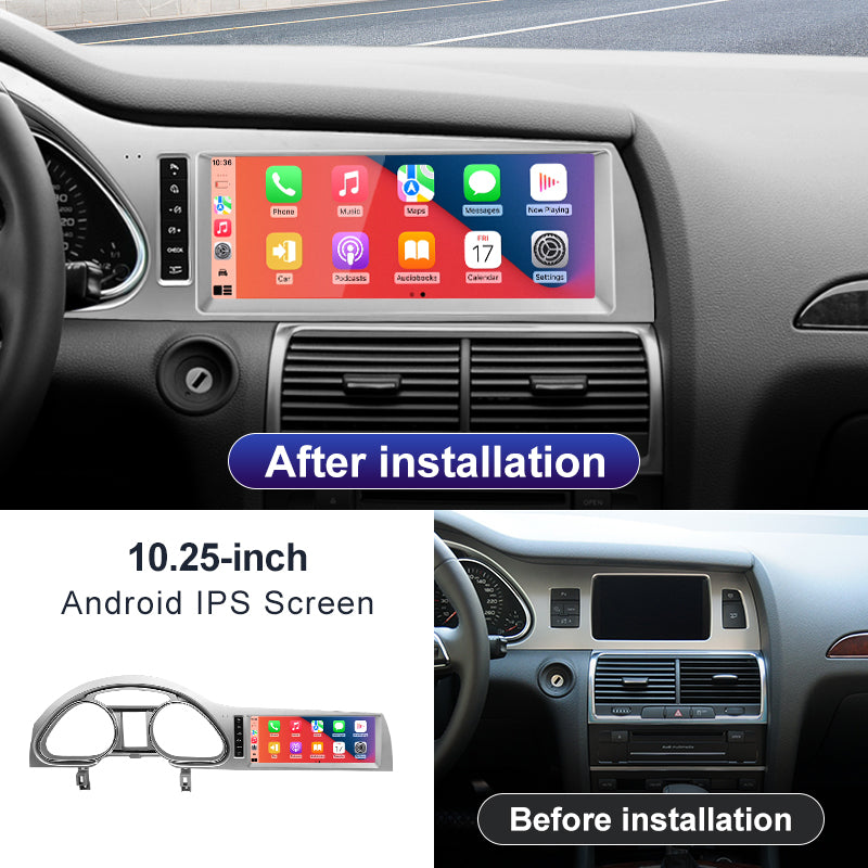 Upgrade Touchscreen fits Audi Q7 2005-2015 10.25" 8-Core Android14 Wireless CarPlay with GPS-Navigation