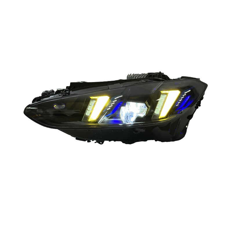 Vekto dual color LED headlights assembly for BMW G22 G23 G80 G82 models, showing modern design and bright lighting features.