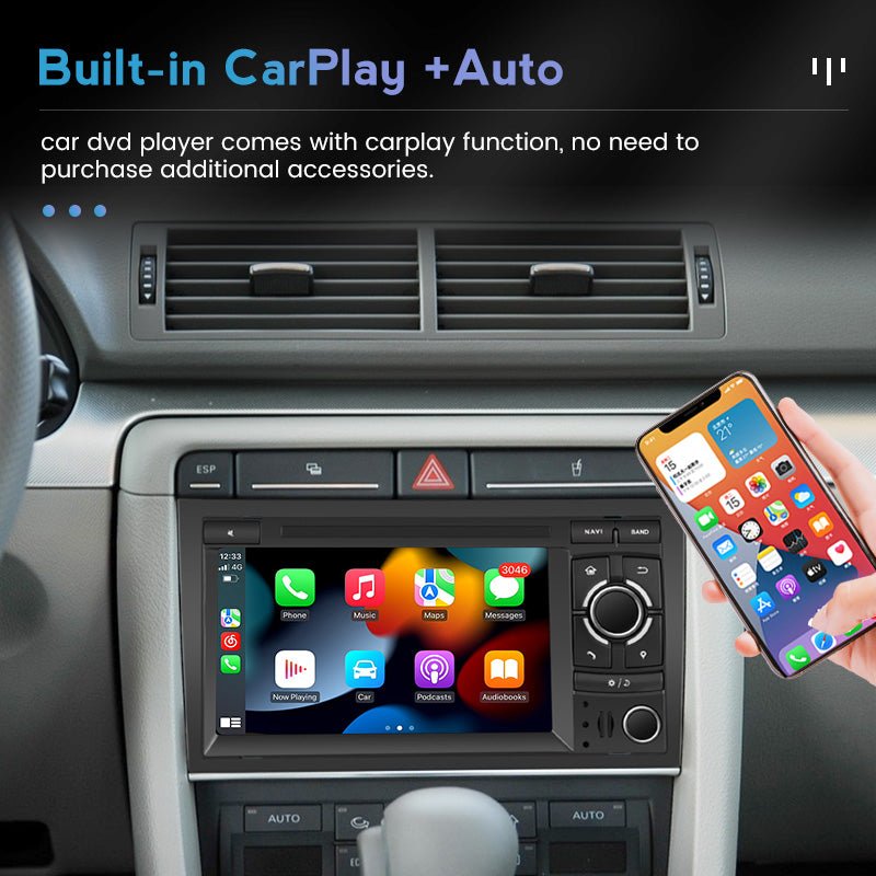 Mekede 7"Touchscreen Upgrade for Audi A4 Cabriolet 2003-2009 Android/CarPlay 8GB/128GB with 4G Ready Multimedia - AudiGear.com - Touchscreen