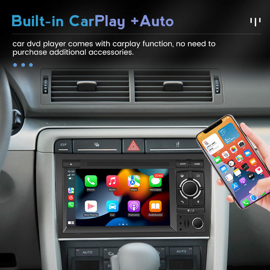 Mekede 7"Touchscreen Upgrade for Audi A4 Cabriolet 2003-2009 Android/CarPlay 8GB/128GB with 4G Ready Multimedia