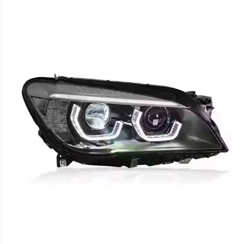 Vekto LED headlights for BMW 7 Series F01/F02 2009-2015, close-up of the high-quality headlight assembly with LED bulbs.