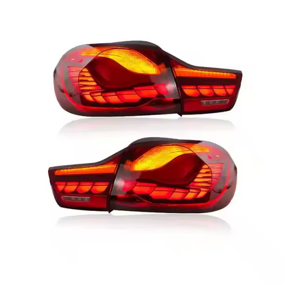 Vekto GTS Style OLED LED taillights for BMW 4 Series F32/F33/F36 and F82/F83 M4 2014-2020, showing sleek red and clear lens design.