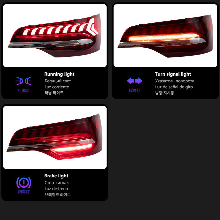 Upgrade Dynamic Taillights for Audi Q7 2007-2016 LED Turn Signal Stop and Upgrade Running Light