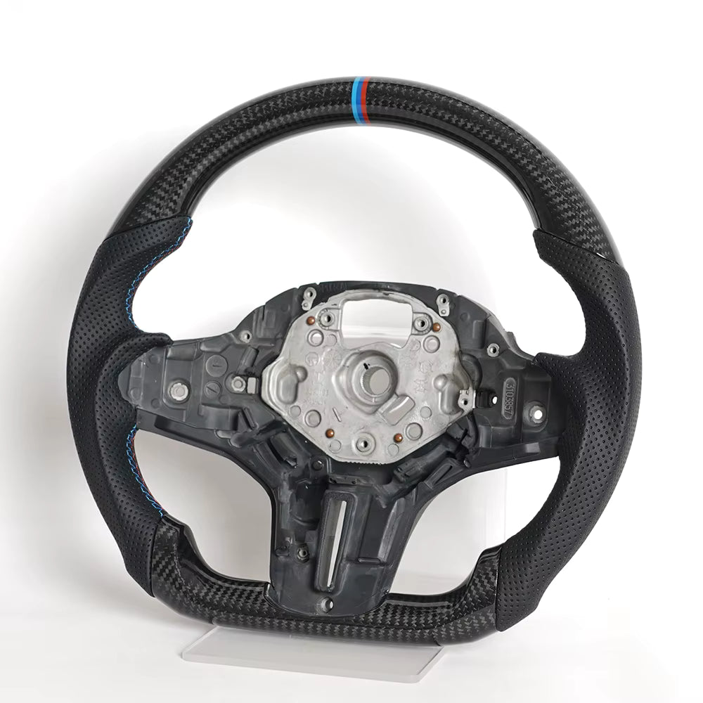 Vekto M Sport carbon fiber heated LED steering wheel for BMW G Series F90 2018+ showing the sporty design and LED controls