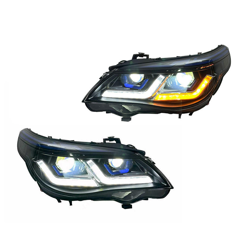 Vekto dual color laser style headlights assembly for BMW 5 Series E60 E61, showing the modern headlight design with dual color LEDs.